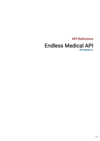 EndlessMedical API Reference v1.0 cover